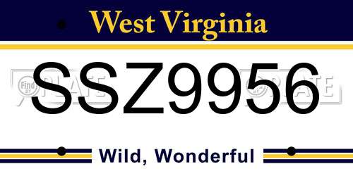 SSZ9956 West Virginia License Plate