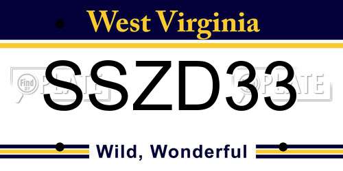 SSZD33 West Virginia License Plate