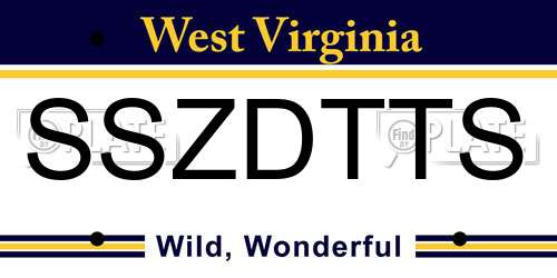 SSZDTTS West Virginia License Plate