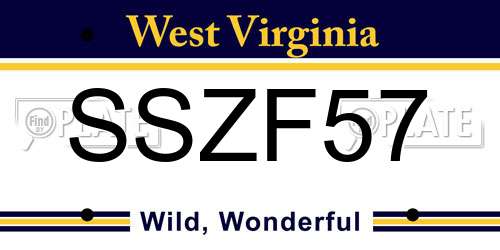 SSZF57 West Virginia License Plate