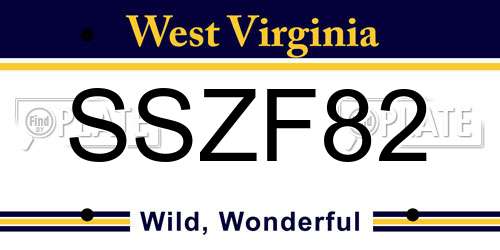 SSZF82 West Virginia License Plate