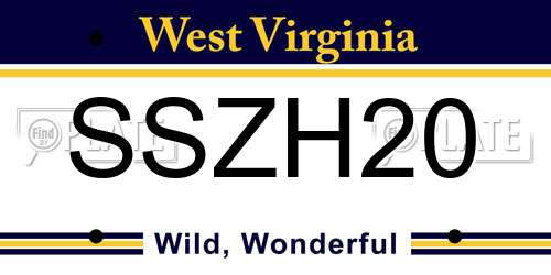 SSZH20 West Virginia License Plate