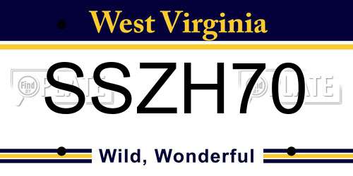 SSZH70 West Virginia License Plate