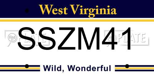 SSZM41 West Virginia License Plate