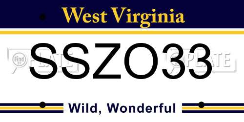 SSZO33 West Virginia License Plate