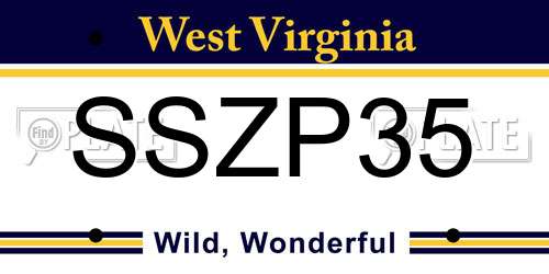 SSZP35 West Virginia License Plate