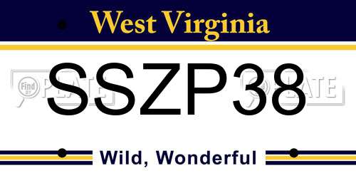SSZP38 West Virginia License Plate