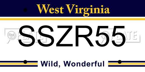 SSZR55 West Virginia License Plate