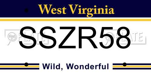 SSZR58 West Virginia License Plate