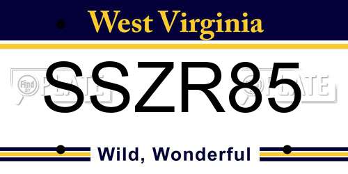 SSZR85 West Virginia License Plate