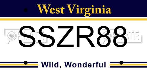 SSZR88 West Virginia License Plate