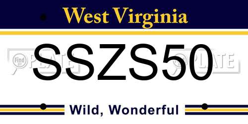 SSZS50 West Virginia License Plate