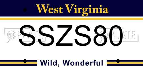 SSZS80 West Virginia License Plate