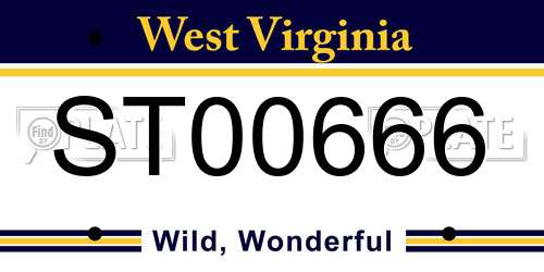 ST00666 West Virginia License Plate