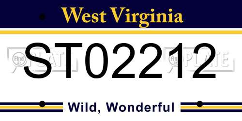 ST02212 West Virginia License Plate