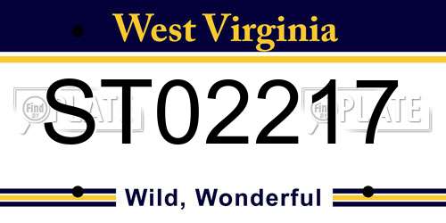 ST02217 West Virginia License Plate