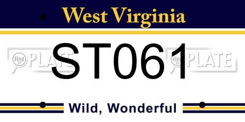 ST061 West Virginia License Plate