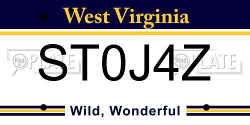 ST0J4Z West Virginia License Plate