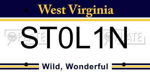 ST0L1N West Virginia License Plate