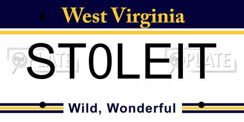 ST0LEIT West Virginia License Plate