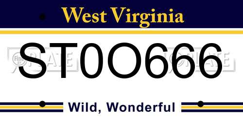 ST0O666 West Virginia License Plate
