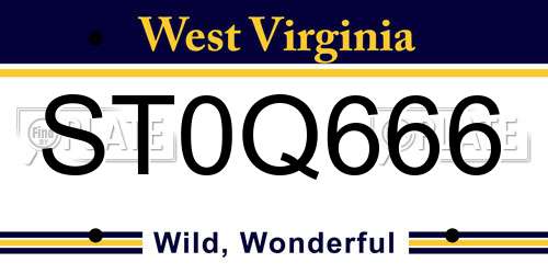 ST0Q666 West Virginia License Plate