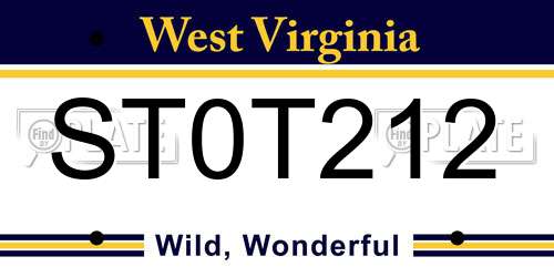 ST0T212 West Virginia License Plate
