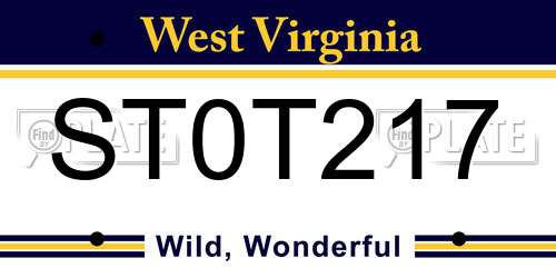 ST0T217 West Virginia License Plate