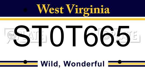ST0T665 West Virginia License Plate