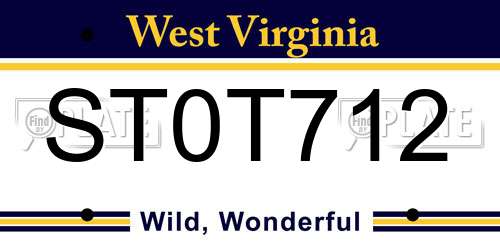 ST0T712 West Virginia License Plate
