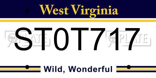 ST0T717 West Virginia License Plate