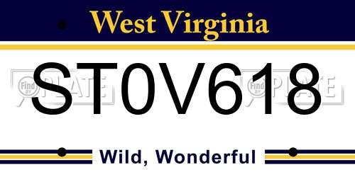 ST0V618 West Virginia License Plate