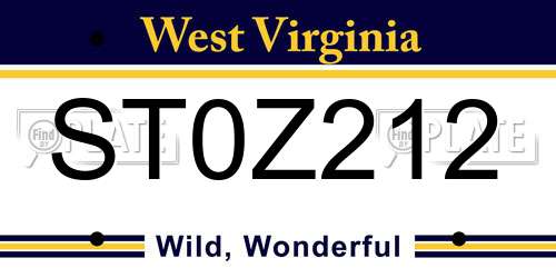 ST0Z212 West Virginia License Plate