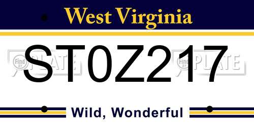 ST0Z217 West Virginia License Plate