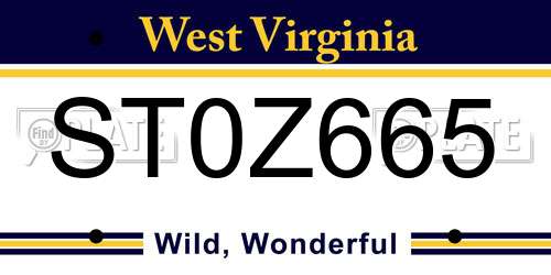 ST0Z665 West Virginia License Plate