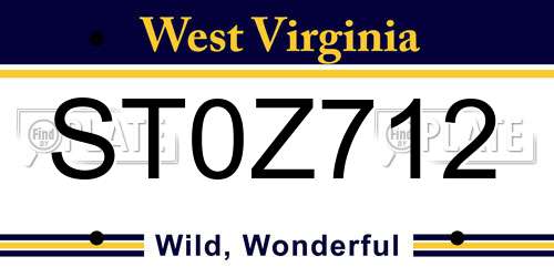 ST0Z712 West Virginia License Plate