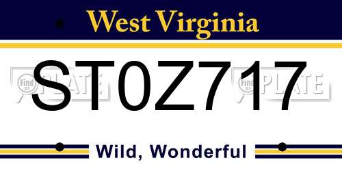 ST0Z717 West Virginia License Plate