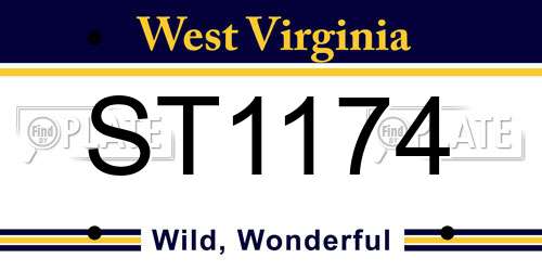 ST1174 West Virginia License Plate