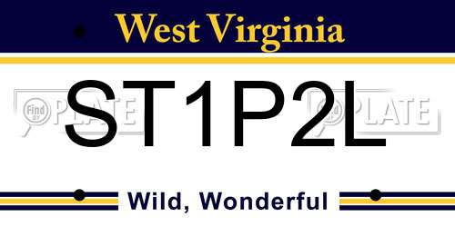 ST1P2L West Virginia License Plate