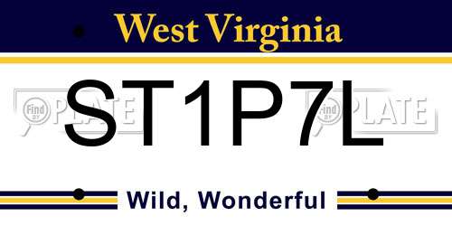 ST1P7L West Virginia License Plate