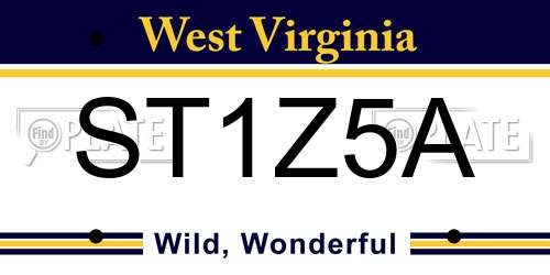 ST1Z5A West Virginia License Plate