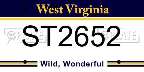 ST2652 West Virginia License Plate