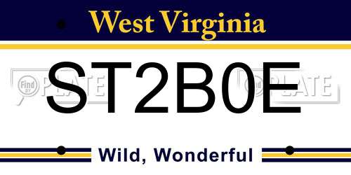 ST2B0E West Virginia License Plate