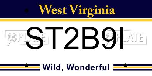 ST2B9I West Virginia License Plate