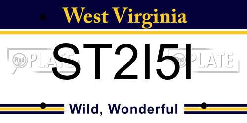 ST2I5I West Virginia License Plate
