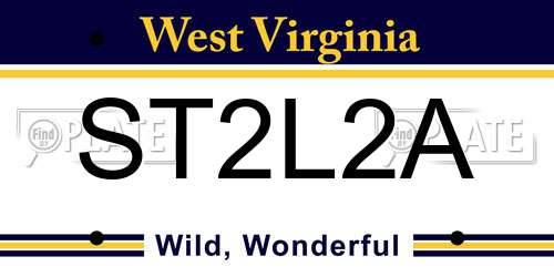 ST2L2A West Virginia License Plate