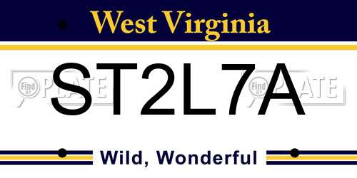 ST2L7A West Virginia License Plate