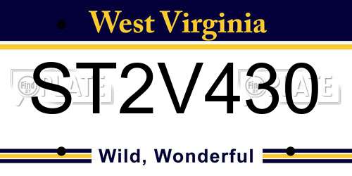 ST2V430 West Virginia License Plate