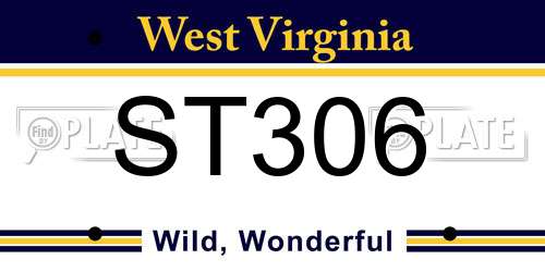 ST306 West Virginia License Plate