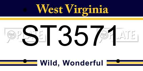 ST3571 West Virginia License Plate